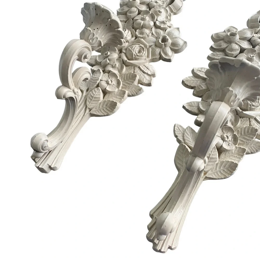 Vintage Candle Sconce Holder 1969 Candleholder Syroco 4089 Flower Basket
